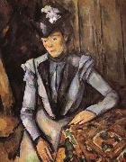 Paul Cezanne woman was wearing blue clothes oil painting on canvas